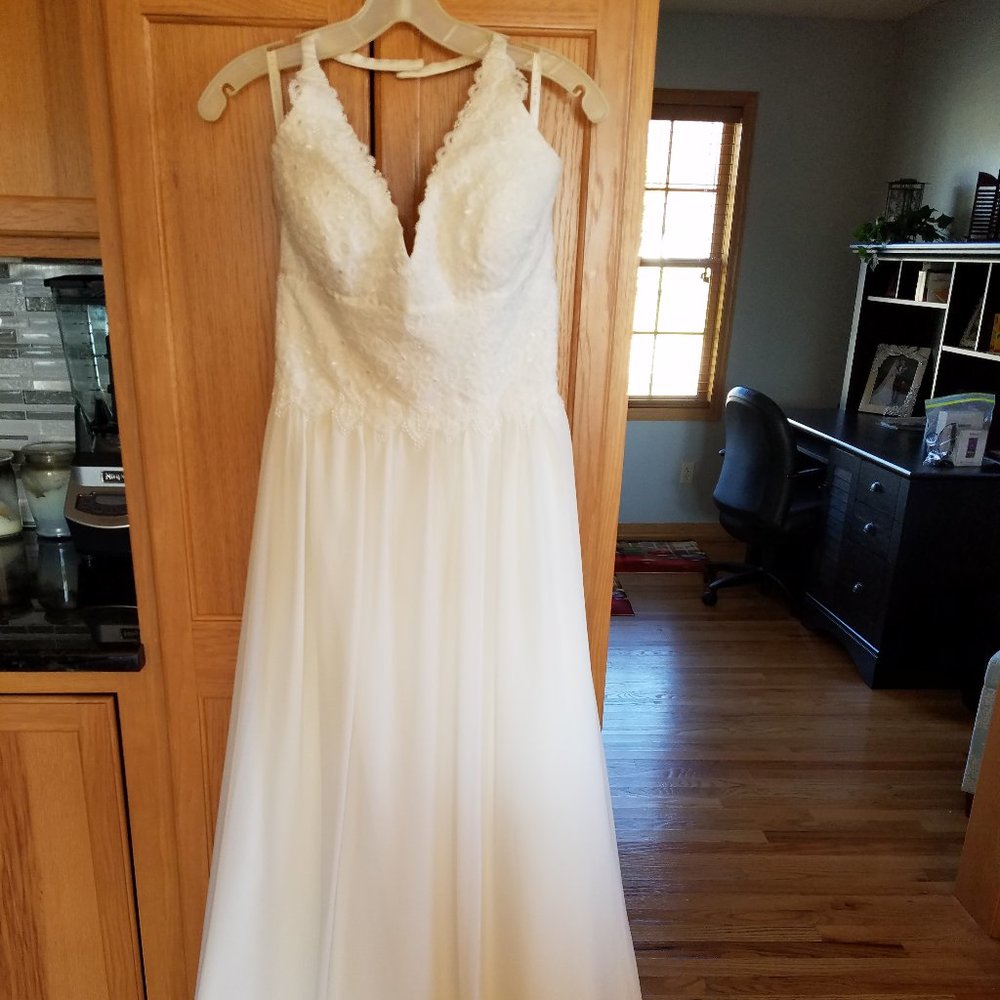 A-Line Princess V-Neck Galina Ivory Wedding Dress